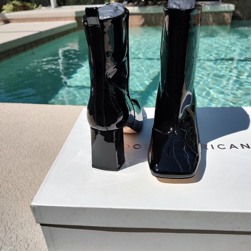 Good American square toe heeled ankle booties - Picture 3 of 8
